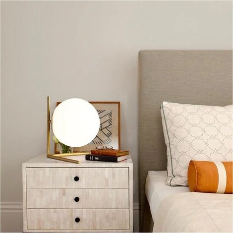 Lampada Da Tavolo 1 Sfera In Vetro Lume Supporto Abat Jour Bronzo G9 D34