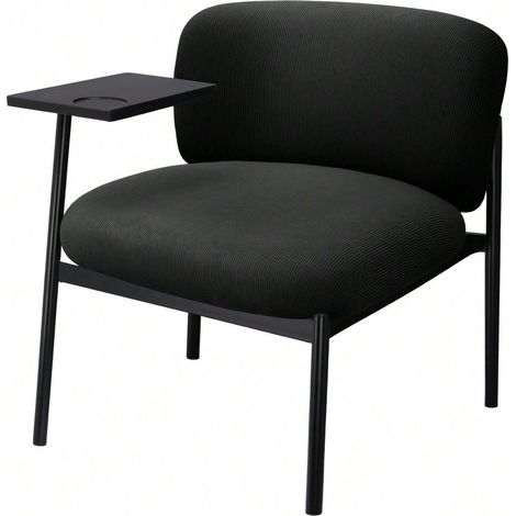 Fauteuil moderne à oreilles, fauteuil relax avec structure métallique, canapé d'appoint pour salon/chambre/jardin,Noir (1/5)