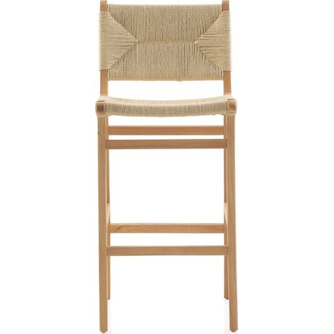 2er-Pack Hevea-Holzhocker mit geflochtener Sitzfläche und Rückenlehne (1/5)
