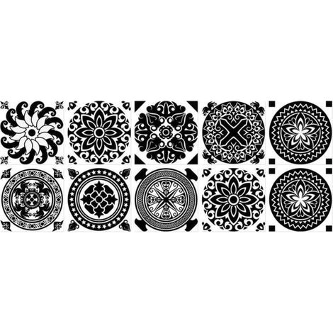 Lot de 10 stickers muraux pour décoration murale Motif carrelage géométrique 3D pour salle de bain, fenêtre, douche,15×15 cm (1/2)