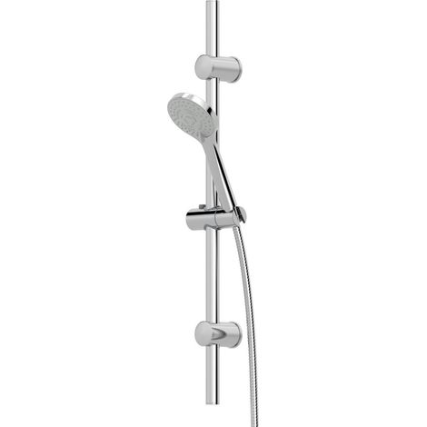 Multi Spray Shower Head Kit Round Chrome Adjustable Riser Rail Handset Bathroom (1/3)