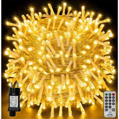 Guirlande lumineuse LED 100m 1000LED, guirlande lumineuse de Noël IP44 étanche avec télécommande et minuterie, 8 modes,blanc chaud (1/5)