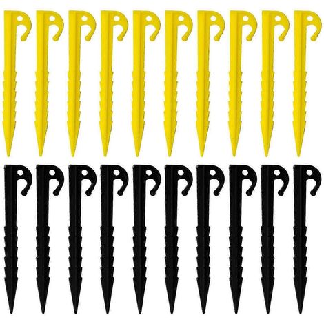 -Kunststoff-Campingheringe, robust, mit Spiraldesign, hochbelastbar, zur Befestigung von Zeltplanen, gelb-schwarz (20 Stück) (1/5)