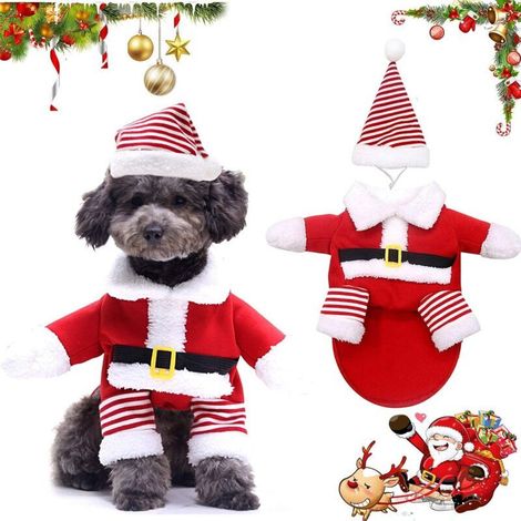 Costume de Noël pour animaux de compagnie, adorable tenue de Père Noël pour chien avec bonnet de Père Noël (2XL) (1/5)