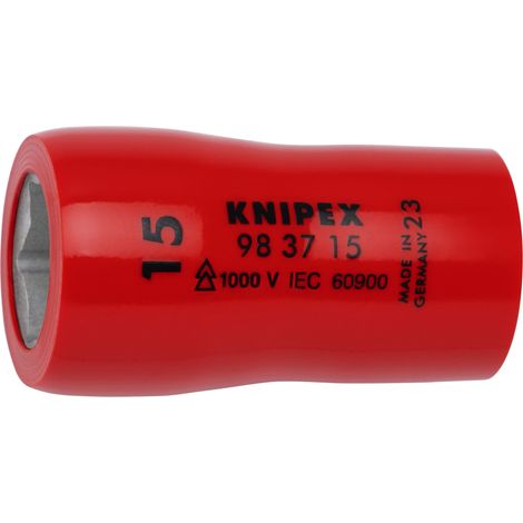 KNIPEX 98 37 15 Steckschlüsseleinsatz für Sechskantschrauben mit Innenvierkant 3/8" 47 mm