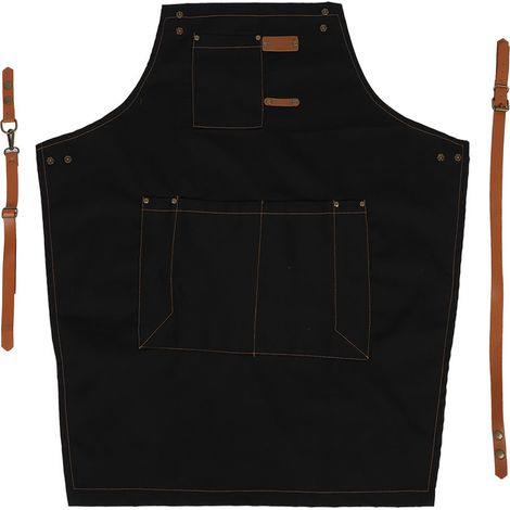 Tablier de cuisine ajustable sans manches noir imperméable anti-huile pour cuisson pâtisserie restaurant (1/5)
