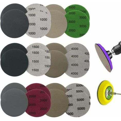 24er-Pack Schleifscheiben, rundes Schleifpapier, 75 mm Klett-Schleifscheiben, Nass- und Trocken-Schleifscheiben 1000/1500/2000/3000/4000/5000 zum Beflocken, Schleifpapier (1/4)