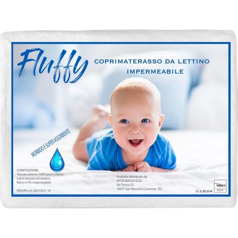 COPRIMATERASSO IMPERMEABILE ANTIACARO PVC LETTINO FLUFFY ANTI URINA in puro cotone