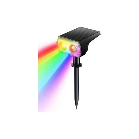 Lot de deux spots solaires d'extérieur, lampes solaires LED IP67 étanches, spots solaires pour un éclairage chaleureux dans les jardins, patios, allées, chemins