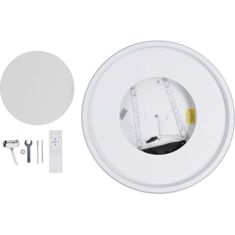 Luminaire LED Encastré Dimmable – Suspension Plafond Surface Ronde Remote Control 3 Tons Changeables pour Séjour Chambre Cadre Blanc (1/5)