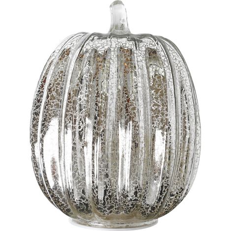 Lanterne citrouille en verre pour Halloween, minuterie LED, vitrail, doré, 16,5 x 14 cm, argenté, 14 x 19,5 cm (1/5)