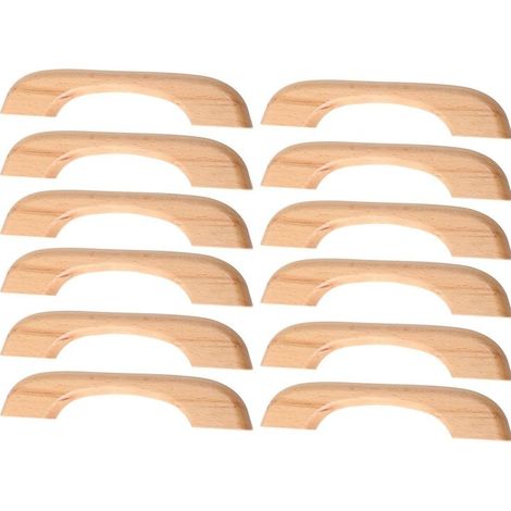 10 Pcs Poignée de Meuble en Bois Bouton de Tiroir de Porte Poignées de Placard pour Cuisine Armoire Commode (127mm Longueur Totale,Couleur Bois) (1/5)