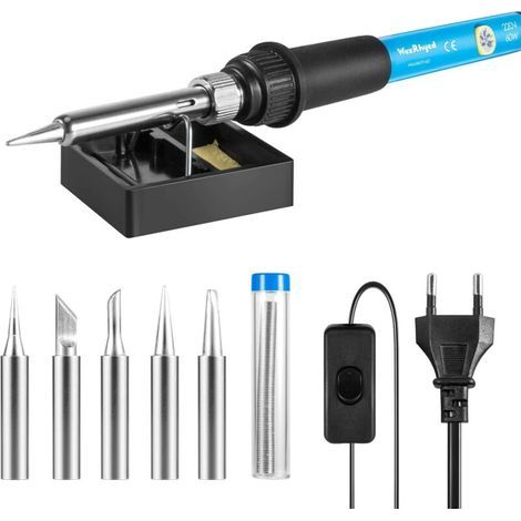 ZOLGINAH Lötkolben-Set 60W 220V, einstellbare Temperatur, mit 5 Lötspitzen, Lötkolbenständer und Lötzinn (1/5)