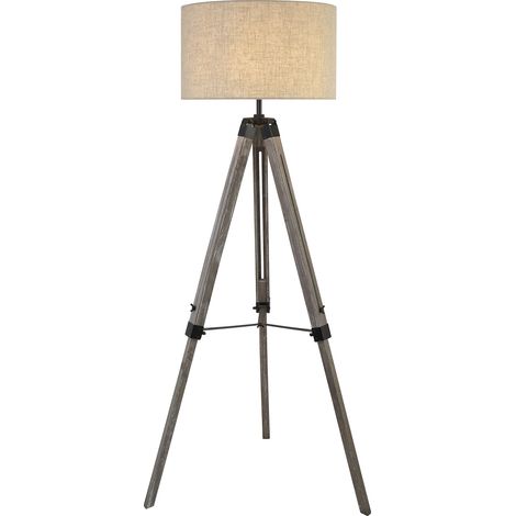Piantana Contemporaneo Easel Legno Marrone Tessuto Nero 1 Luce E27 (1/5)