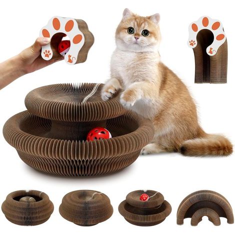 Planches à gratter pour chat 2 en 1, NOUVEAU jouet interactif pliable pour chat avec boule à cloche, la planche à gratter pour chat convient à une utilisation intérieure et extérieure. (1/5)
