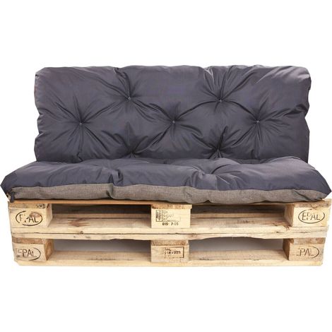 Setgarden – Coussins pour palettes 120x50cm – Assise et dossier matelassés – Tissu imperméable polyester – Épaisseur 10cm – Fixation stable