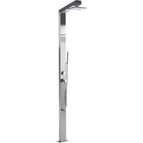 Outdoor Mixer Shower Set Silver Stainless Steel ABS with Rain Function Modern Garden APOERA
