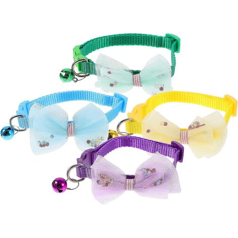 Pajarita para collar de gato para mascotas, 12 unidades, colores surtidos, ajustable con cierre de seguridad. (1/5)