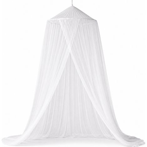 Moustiquaire Ciel de Lit Sans Perçage pour Lit 180 200 Blanc (1/5)