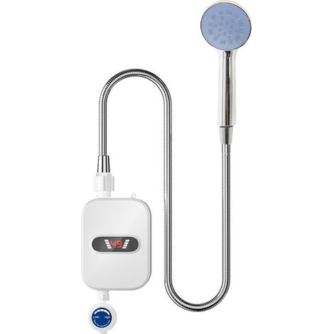 Mini chauffe-eau électrique, 220 V 3500 W Chauffe-eau électrique sans réservoir avec affichage numérique LCD , Chauffe-eau sans réservoir Étanchéité IPX4 Température réglable Blanc (1/5)