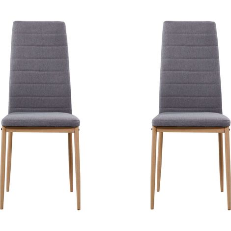 Pack 2 Sillas Comedor Cocina Salon Estilo Moderno Tela Color Gris Patas Metal Efecto Madera 98x42x48 cm (1/5)