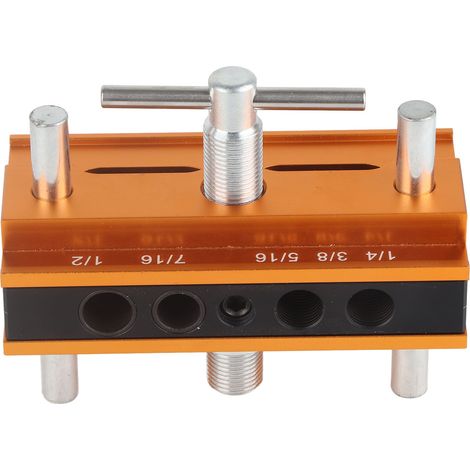 Pince de positionnement en bois à centrage automatique, ensemble de manchons de guidage de perçage en alliage d'aluminium, localisateur de trous pour le travail du bois, largeur 64 mm. (1/5)