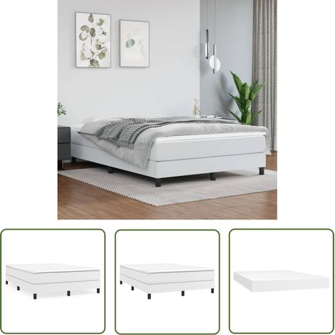 The Living Store Boxspringbett mit Matratze Weiß 140x200 cm Kunstleder - Boxspringbett - Doppelbett - Bettenrahmen - Kunstlederbett - Weißes Bett (1/5)