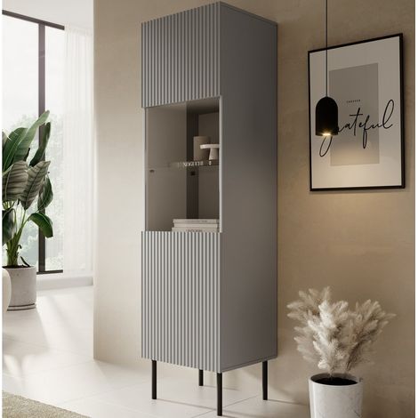 Vitrine gris clair avec pieds noirs en métal Gatsby (1/4)