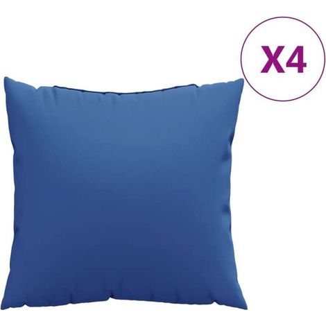 4 coussins de canapé, bleu royal, 50x50 cm, tissu 100 % polyester, fibre creuse, imperméables, pour salon ou séjour (1/5)