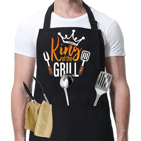 Tablier de Cuisine Homme et Femme Réglable - Tablier Chef Barbecue Imperméable avec Grandes Poches - Noir Élégant pour Cuisiner et Griller (1/5)