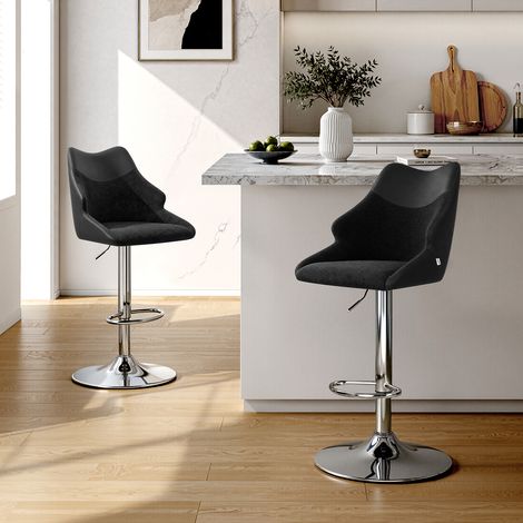 WOLTU 2x Barhocker, 360° drehbar Barstuhl, Bistrohocker mit Rückenlehne Fußstütze, höhenverstellbar, für Hausbar Küche, Schwarz (1/5)