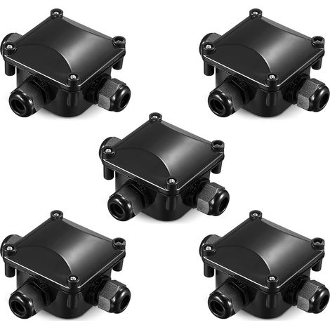 TLGREEN 10'er Set Wasserdicht Abzweigdose, 3-Wege Verteilerdose Anschlussdose Verbindungsdose Geeignet für Outdoor Garten Straße (Schwarz) (10) (1/5)