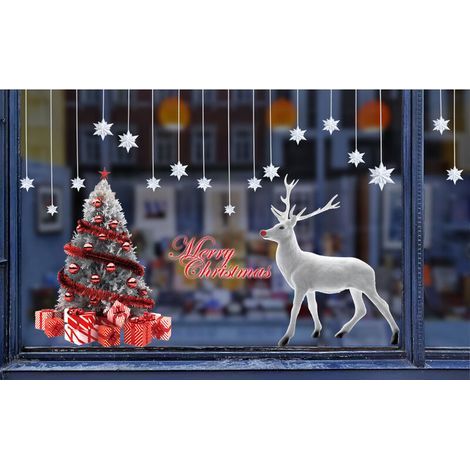Noël Autocollants Noel Stickers Fenetre Noël Décoration Autocollant Fenetre Noel Muraux Renne Autocollants Flocons de Neige Noel Autocollant Sticker Statique Autocollants Grand Sticker Noel (1/5)