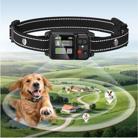 Collier de clôture GPS sans fil pour chien, collier GPS avec écran couleur, clôture GPS intelligente haute précision, portée réglable de 30 à 999 m, étanche IPX7, facile à utiliser