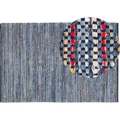 Alfombra multicolor de algodón 160 x 230 cm rectangular tejida a mano Alanya