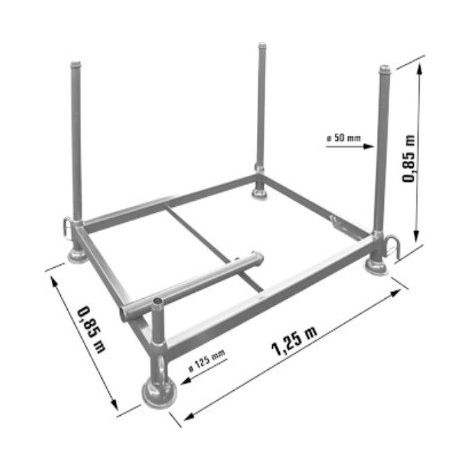 Altrad – Cadre gerbable démontable en acier galvanisé – Rack de rangement pour échafaudage – Largeur 0m85, Longueur 1m25, Hauteur 0m85 (1/2)