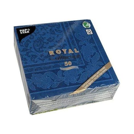 Papstar 11665-50 tovaglioli della collezione Royal 1/4, 40 x 40 cm, colore: Blu scuro con decorazioni (1/4)