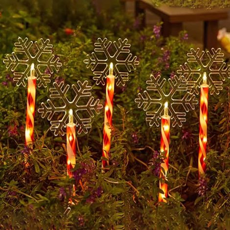 Lampes solaires de Noël, lot de 5 lampes solaires de paysage de Noël, décorations de Noël, piquet de lampe solaire de Noël, lampes solaires de chemin (1/5)