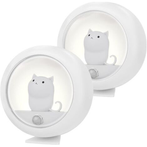 Veuilleuse LED à Induction Rechargeable Lot de 2pcs Veilleuse Bébé Automatique Forme Mignonne pour Chambres d'enfants, Salons, Salles de bains, Couloirs, Escaliers, Chambres (1/5)