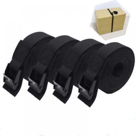 4pcs，Sangle d'arrimage Courte, rembourrée，25mmx1m，Boucle de Serrage，noir