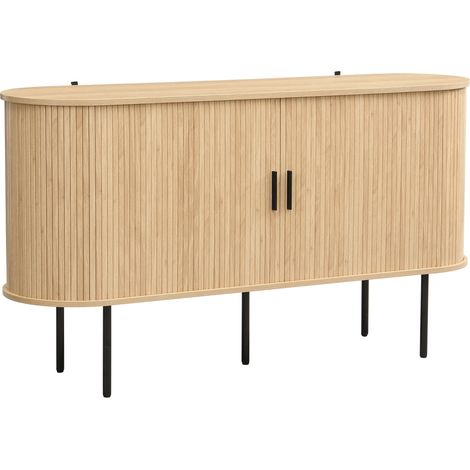 Aparador moderno de MDF color madera con puertas correderas y patas de hierro (1/5)