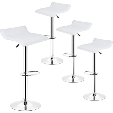 4 x Tabouret de Bar Design en Similicuir, Tabouret Anti-dérapante, Blanc (1/5)