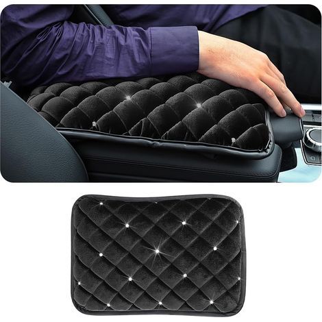 Bling Car Armrest Cover, Car Interior Accessory, Car Armrest Cover, For Car Seat Covers for Bling Armrest for Most Vehicles (Black) (1/5)