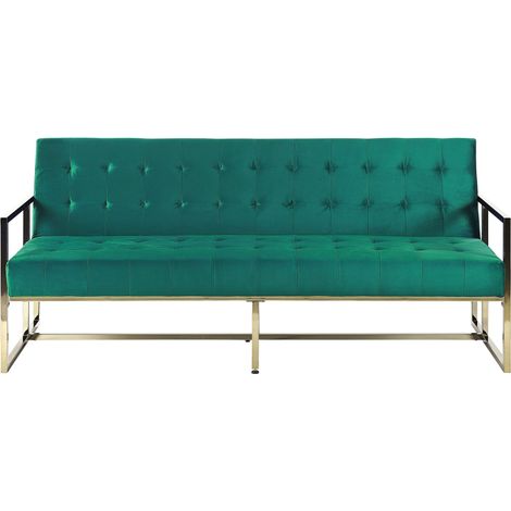 Schlafsofa 3-Sitzer MARSTAL Samtstoff Smaragdgrün