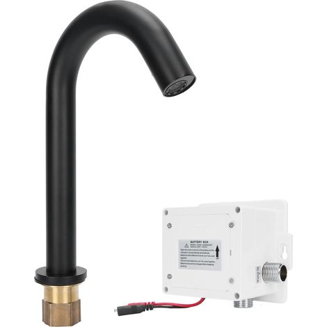 Robinet de lavabo vertical intelligent automatique G1/2 noir à capteur en cuivre, robinet d'évier de cuisine (1/5)