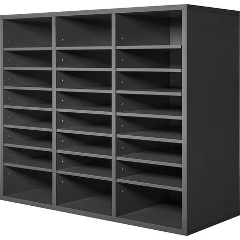 Classeur de Documents 24 Casiers, Organiseur Bureau avec Étagères Réglables, MDF, Gris pour Rangement Papiers et Fichiers (1/5)
