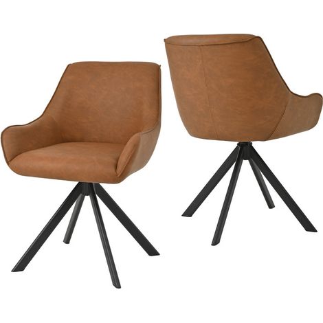 Goeurvant 360° drehbarer Sessel mit geschwungener Rückenlehne und weichem Kissen, perfekte Kombination aus Stil und Komfort - 2er Set - Braun