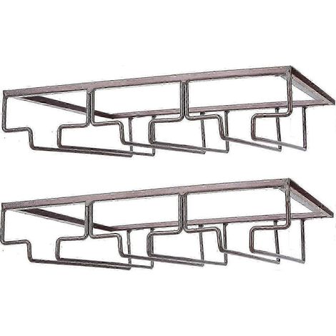 Weinglasregal – Unterbau-Weinglashalter, Stielglasaufbewahrung, Metall-Organizer für Bar und Küche, Schwarz Braun 3 Reihen, 2 Pakete (1/4)