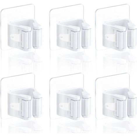 Support pour balai et serpillière 6 pièces sans perçage -Blanc nuageux (1/5)