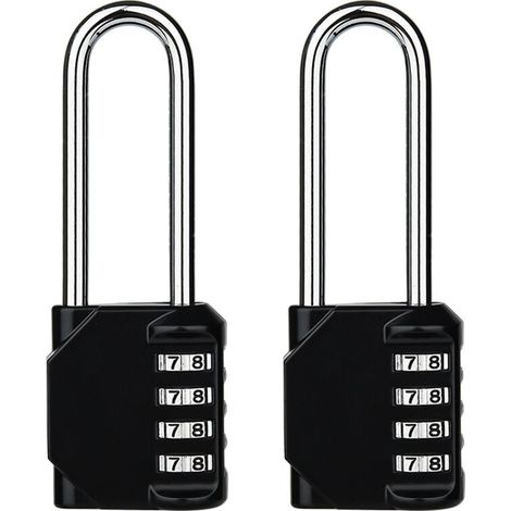 Cadenas combinés de 6,7 cm de long, [2 pièces] cadenas combinés étanches à l'eau à 4 positions, AMP métallique résistant aux intempéries Acier galvanisé pour écoles, gymnases et casiers (1/5)